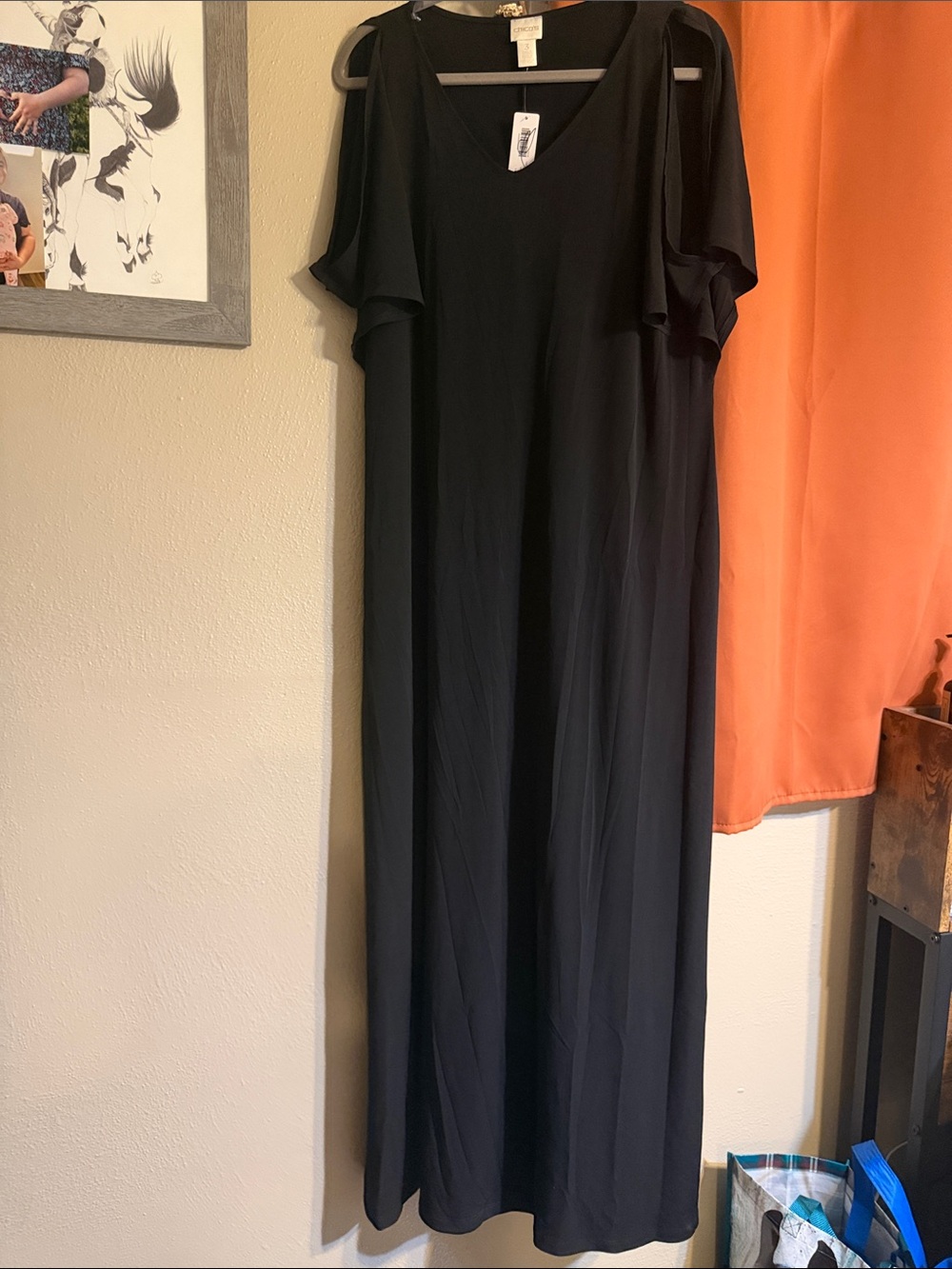 Chico's Black Cold-Shoulder Maxi Dress